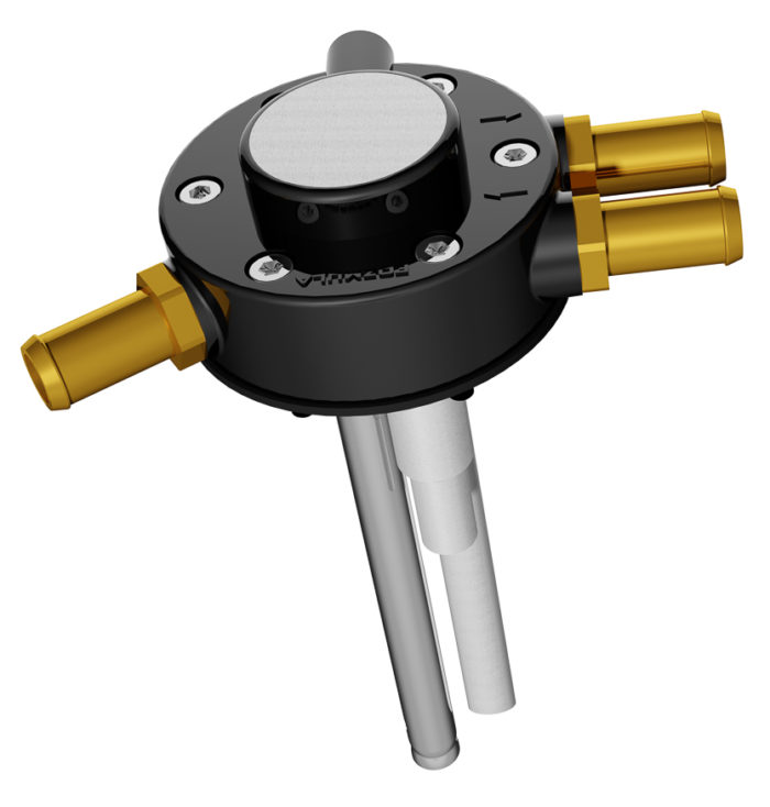 Fuel level sensor with integrated feed and return.